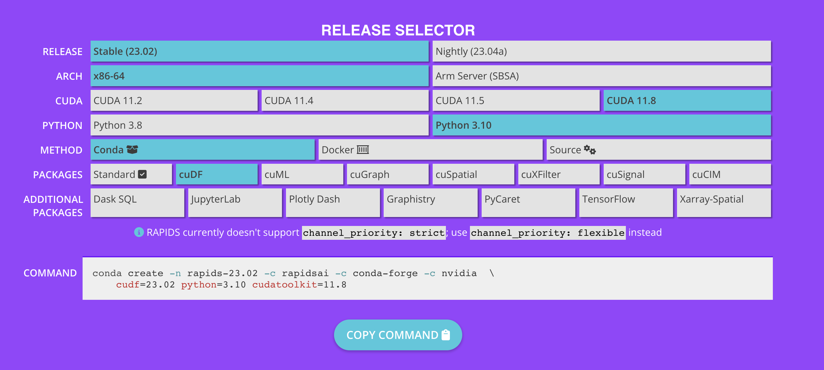 RAPIDS Release Selector diagram